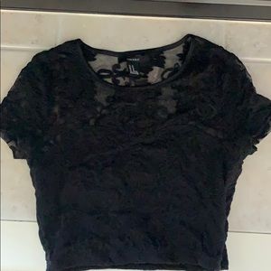 Black lace crop top